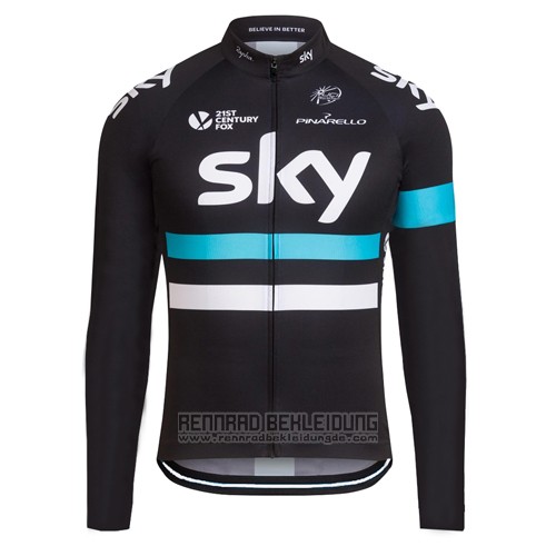 2016 Fahrradbekleidung Sky Shwarz Trikot Langarm und Tragerhose